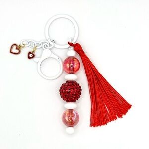 Red Tassel Keychain with Beads